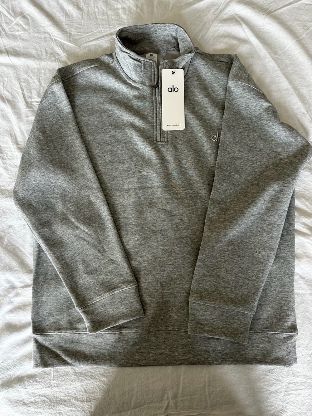 ALO Yoga Men's Heather Gray Half-Zip Sweater